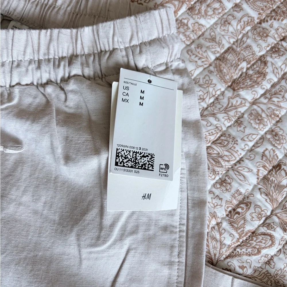 H&M Mama Before & After Linen Blend Pants - Medium - Light Beige